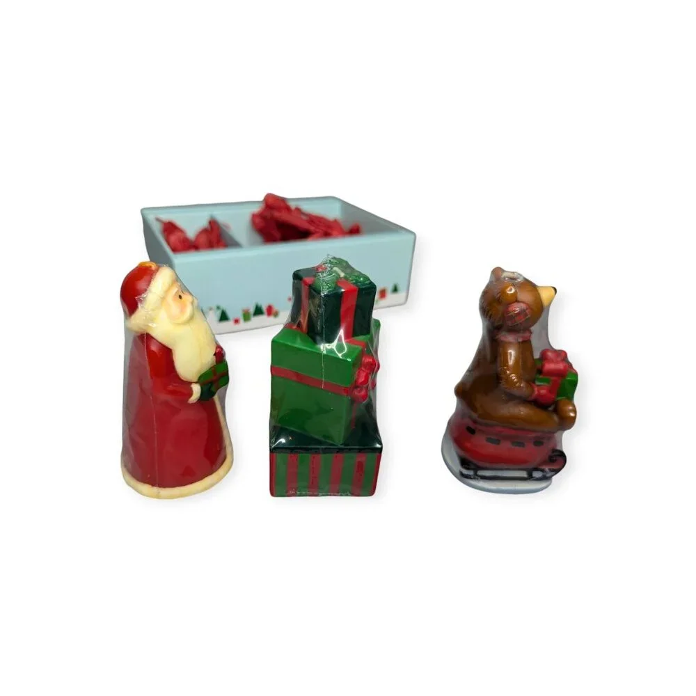 The White Barn Candle Co North Pole Figural Candle Trio-Santa, Presents, Snowman